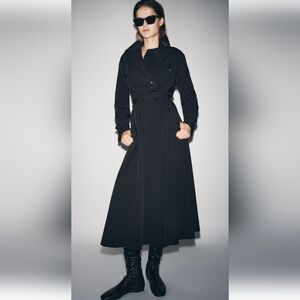 ZARA ZW COLLECTION BLACK TRENCH MIDI DRESS 🖤🖤🖤